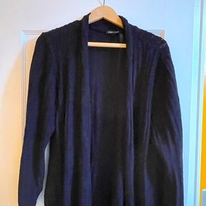 Eileen Fisher Dark Purple Cardigan, Sz L, 100% wool, you need color!